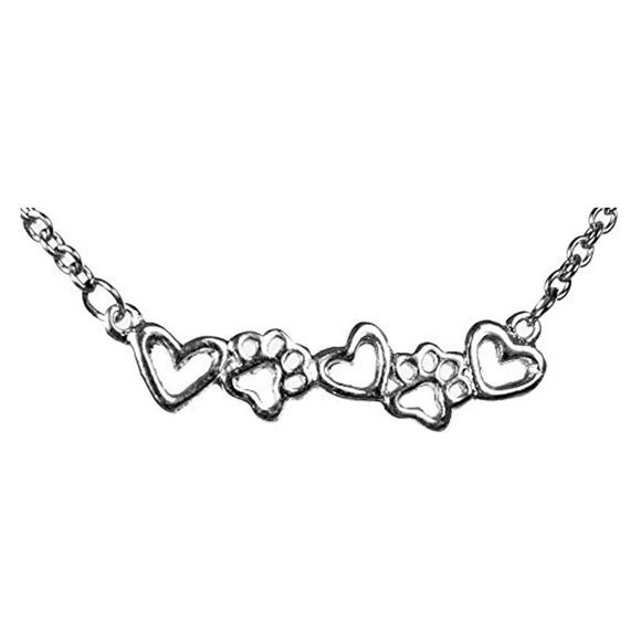 Shag Wear Love Life Friendship Inspire Pewter Pendant Necklace Paws & Hearts NEW - Picture 1 of 2